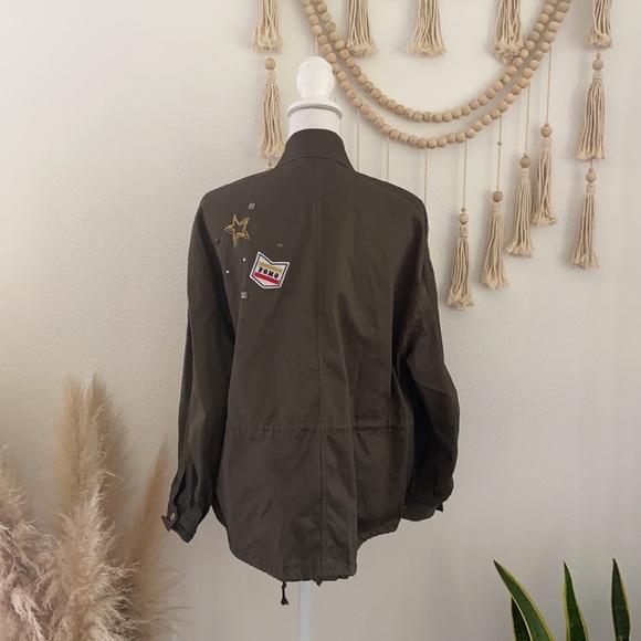 H&M embroidered army jacket green studded embellished parka fall grunge vibes 6 - Picture 12 of 16